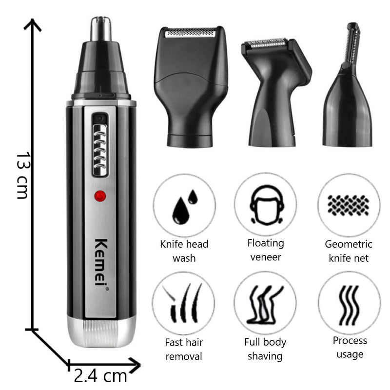 4-in-1 Rechargeable Trimmer - Nose, Beard, Ear, Eyebrow Hair Removal