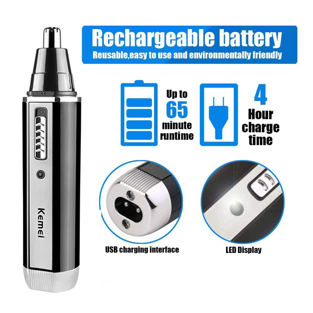 4-in-1 Rechargeable Trimmer - Nose, Beard, Ear, Eyebrow Hair Removal