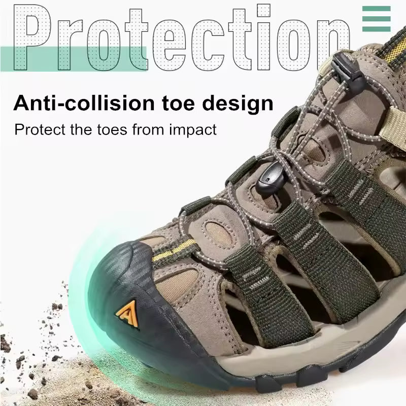Men’s Outdoor Hiking Sandals – Closed Toe Lightweight Trekking Sandals
