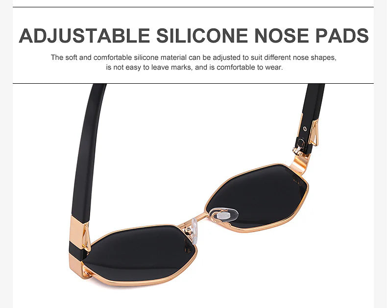 Luxury Hexagon Sunglasses for Women - Small Frame with Chain