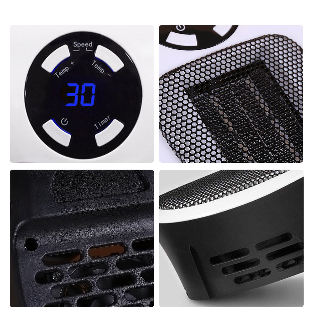 Mini Plug-in Electric Heater – Portable Wall Heater with Thermostat & Remote Control