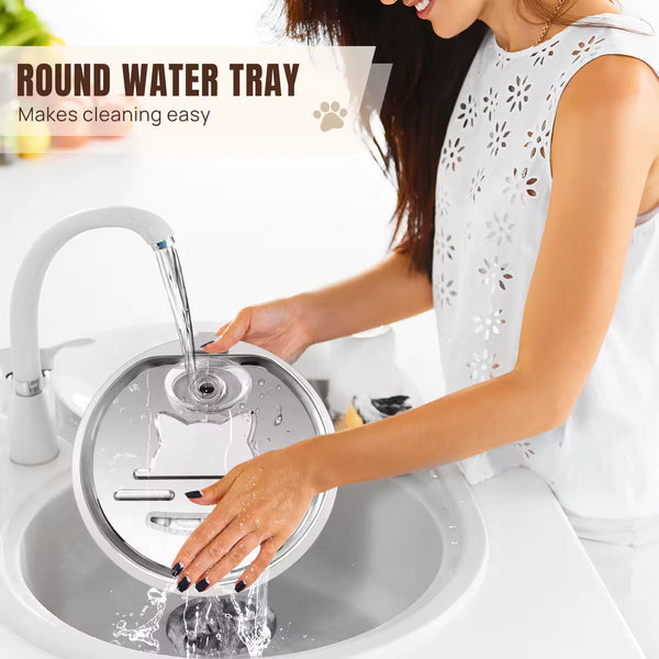 Stainless Steel Cat Water Fountain 2.2L – LED Automatic Pet Drinking Fountain