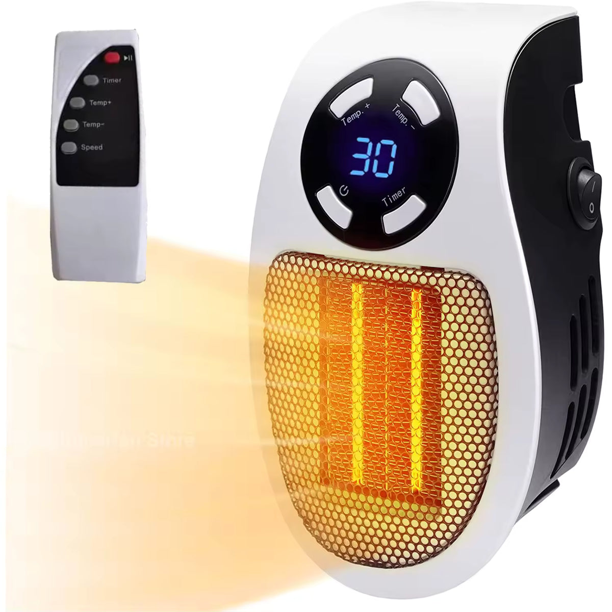 Mini Plug-in Electric Heater – Portable Wall Heater with Thermostat & Remote Control