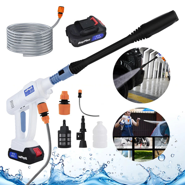 Portable Rechargeable Pressure Washer – 6-in-1 Nozzle Cordless Jet Wash Cleaner