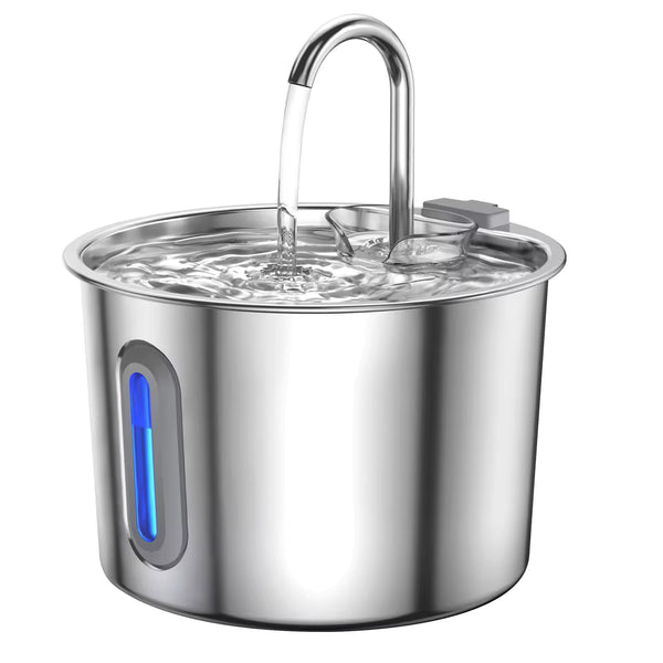 Stainless Steel Cat Water Fountain 2.2L – LED Automatic Pet Drinking Fountain