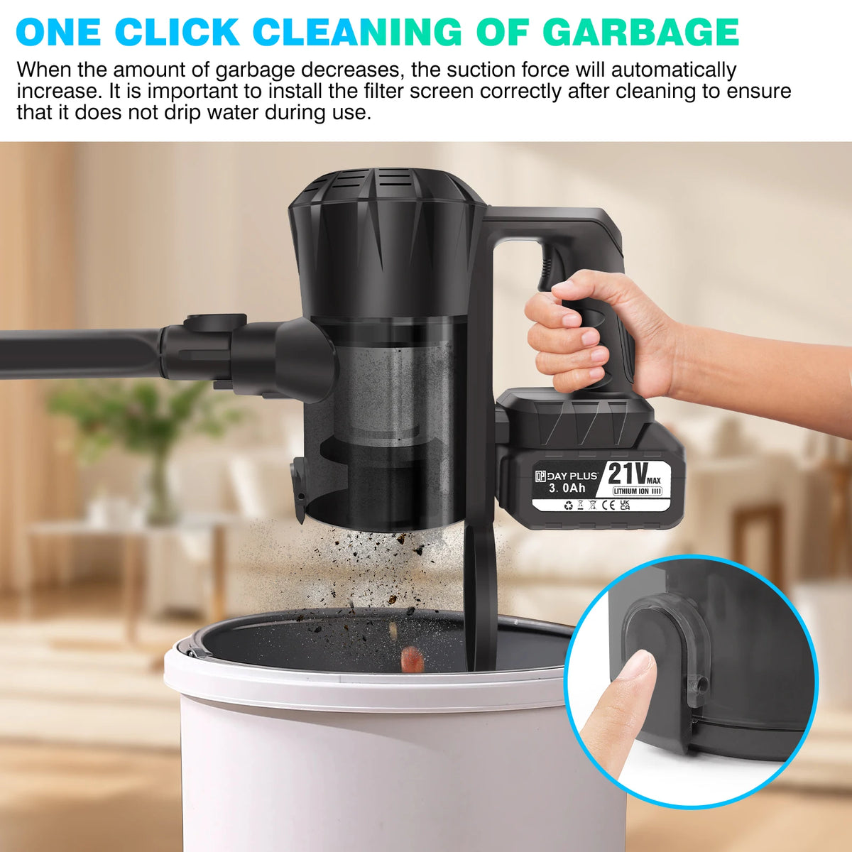 Powerful Cordless 3 In 1 Stick Vacuum Cleaner For Carpets Floors