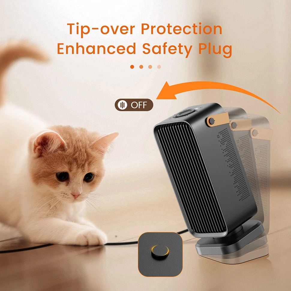 1200W Portable Electric Heater – Fast Heating Space Heater with Handle for Home & Office