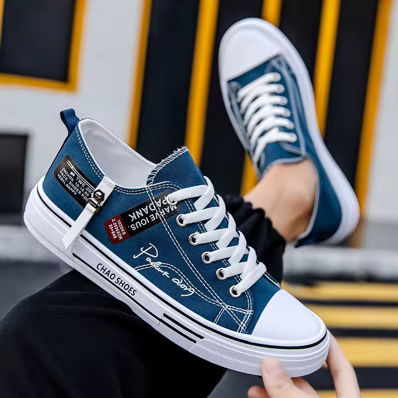 Men’s Canvas Low Top Trainers – Lightweight Breathable Comfort