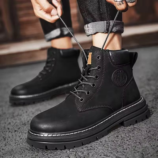 Men’s High Top Leather Boots – Non-Slip Ankle Boots