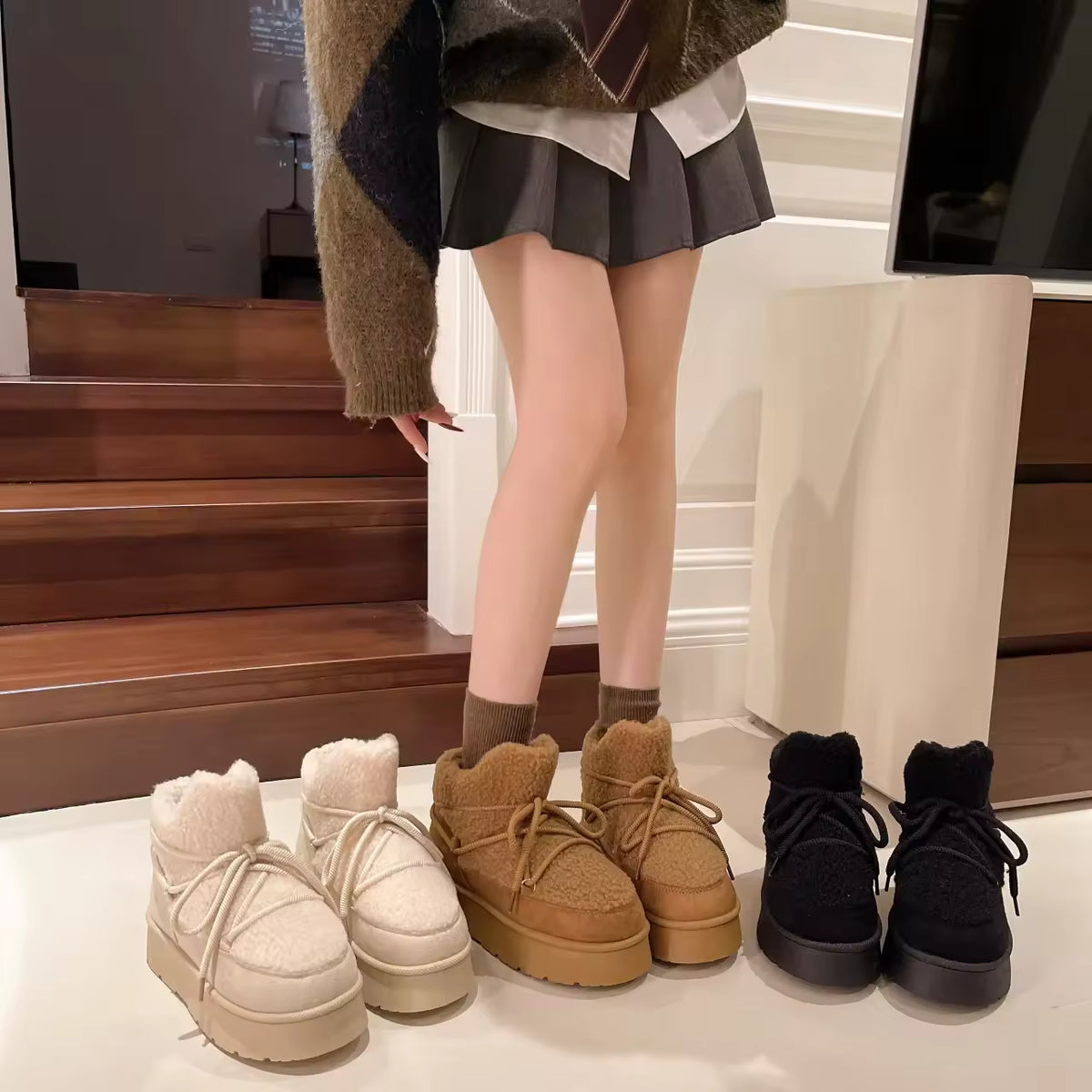 Women's Winter Boots – Fleece Lined Short Snow Boots