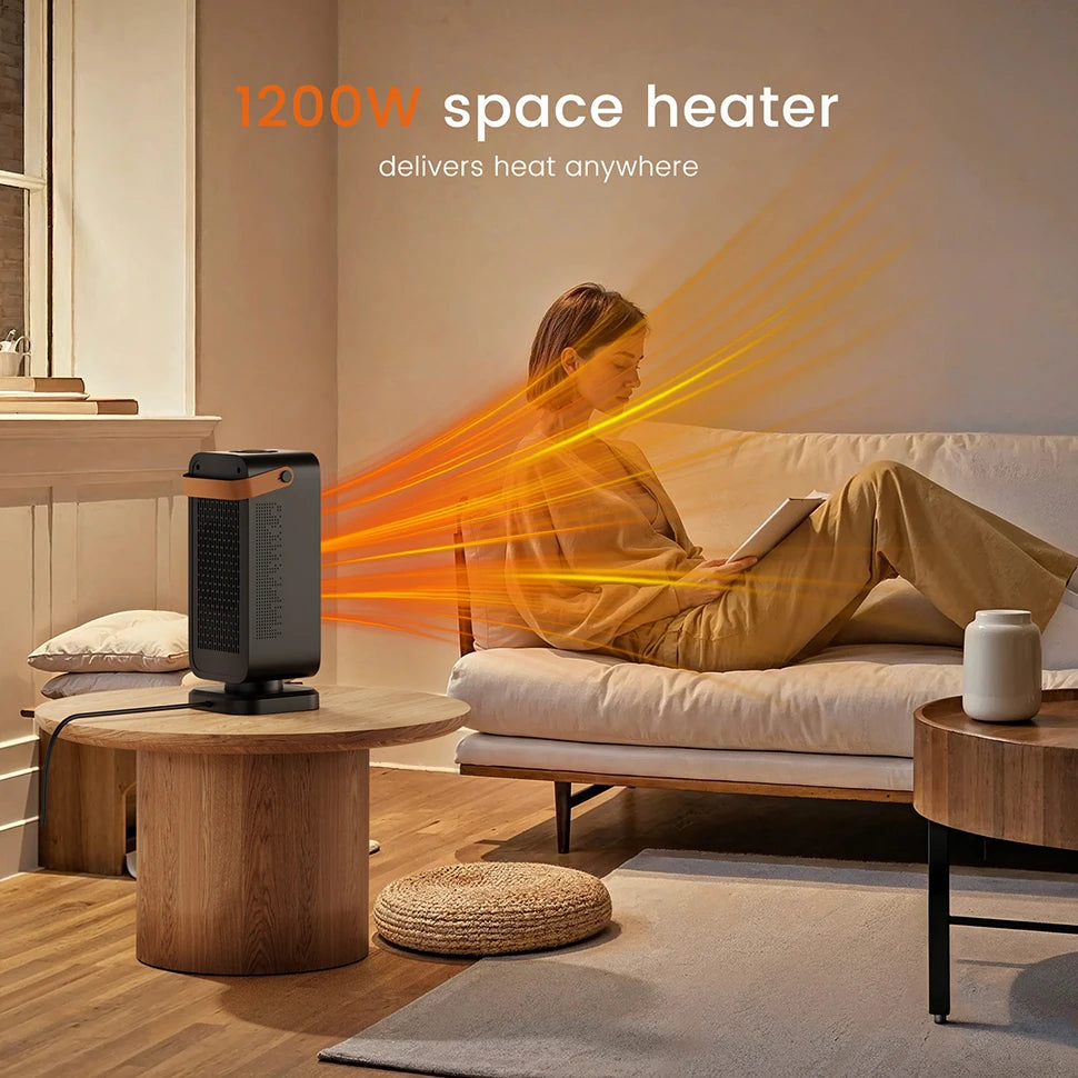 1200W Portable Electric Heater – Fast Heating Space Heater with Handle for Home & Office