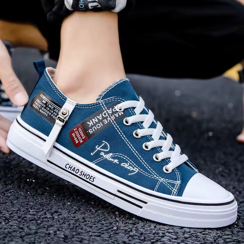 Men’s Canvas Low Top Trainers – Lightweight Breathable Comfort