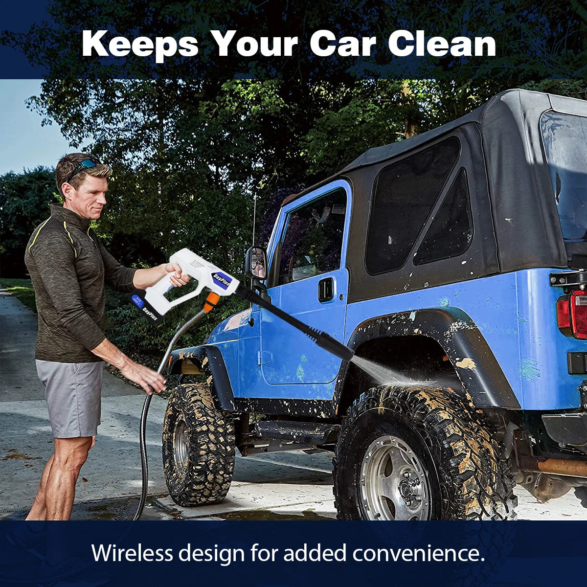 Portable Rechargeable Pressure Washer – 6-in-1 Nozzle Cordless Jet Wash Cleaner