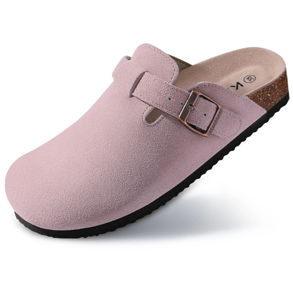 Suede clogs for women with arch support