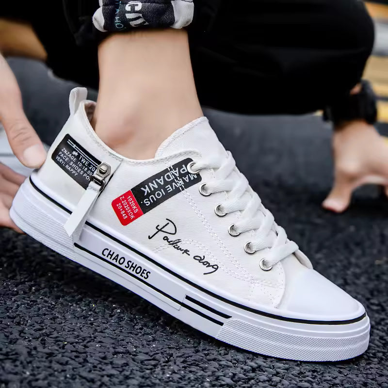 Men’s Canvas Low Top Trainers – Lightweight Breathable Comfort