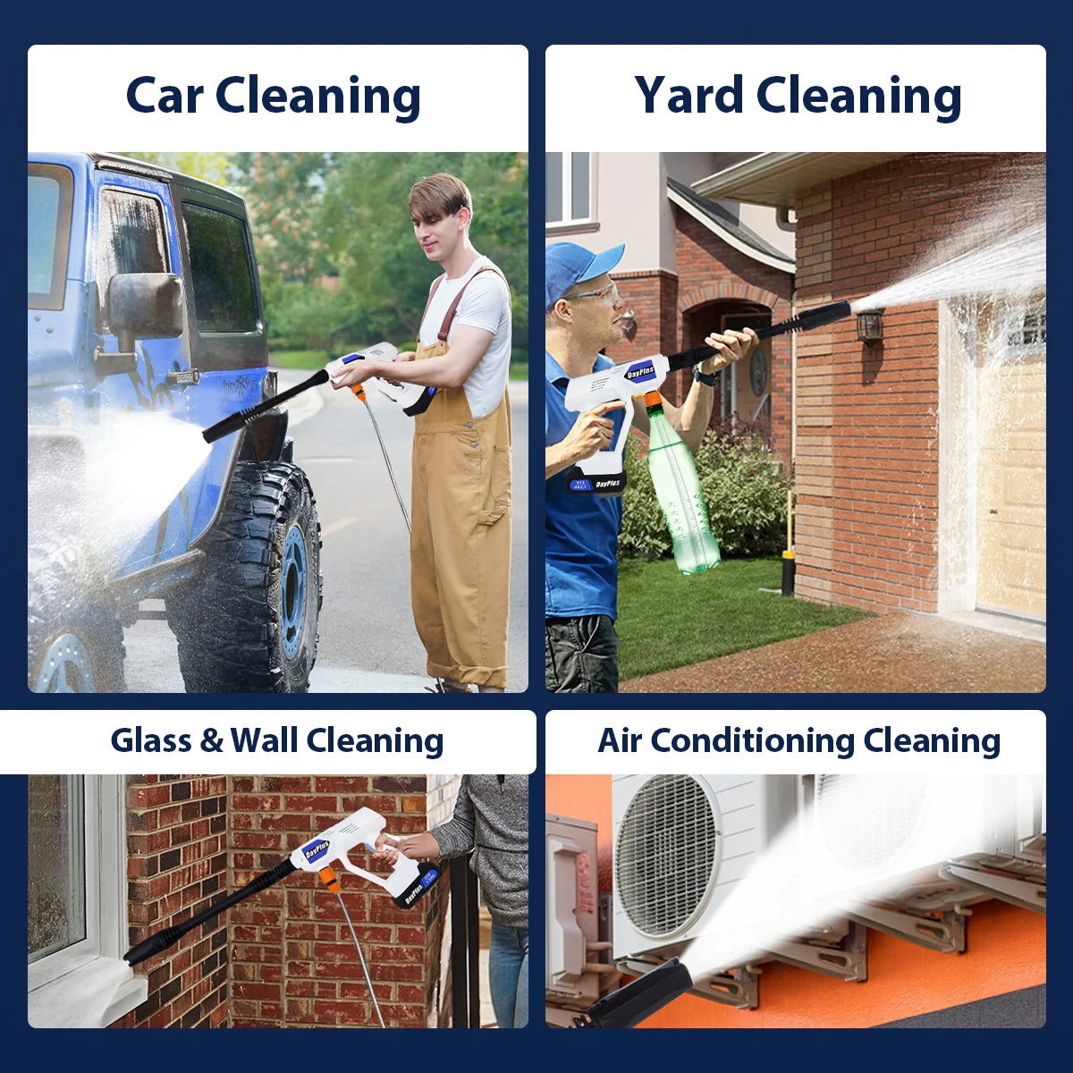 Portable Rechargeable Pressure Washer – 6-in-1 Nozzle Cordless Jet Wash Cleaner