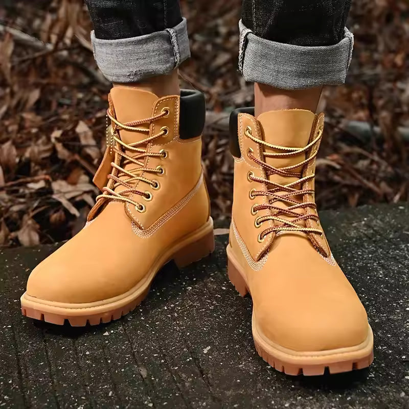 Men’s High Top Leather Boots – Non-Slip Ankle Boots