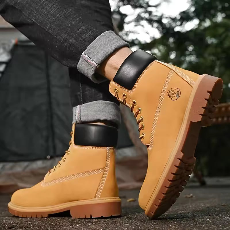 Men’s High Top Leather Boots – Non-Slip Ankle Boots