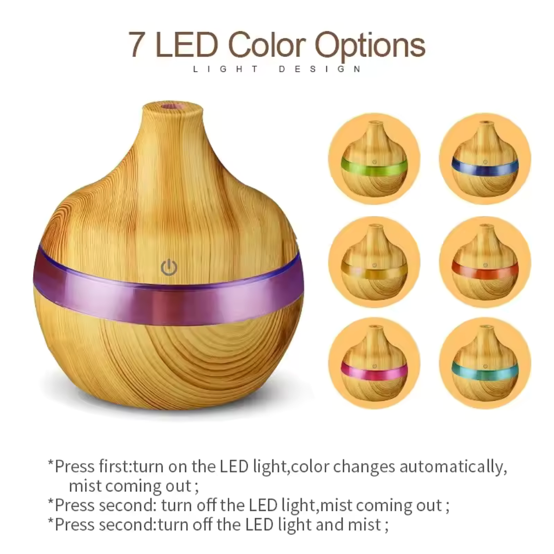 Wood Grain Ultrasonic Aroma Diffuser & Humidifier