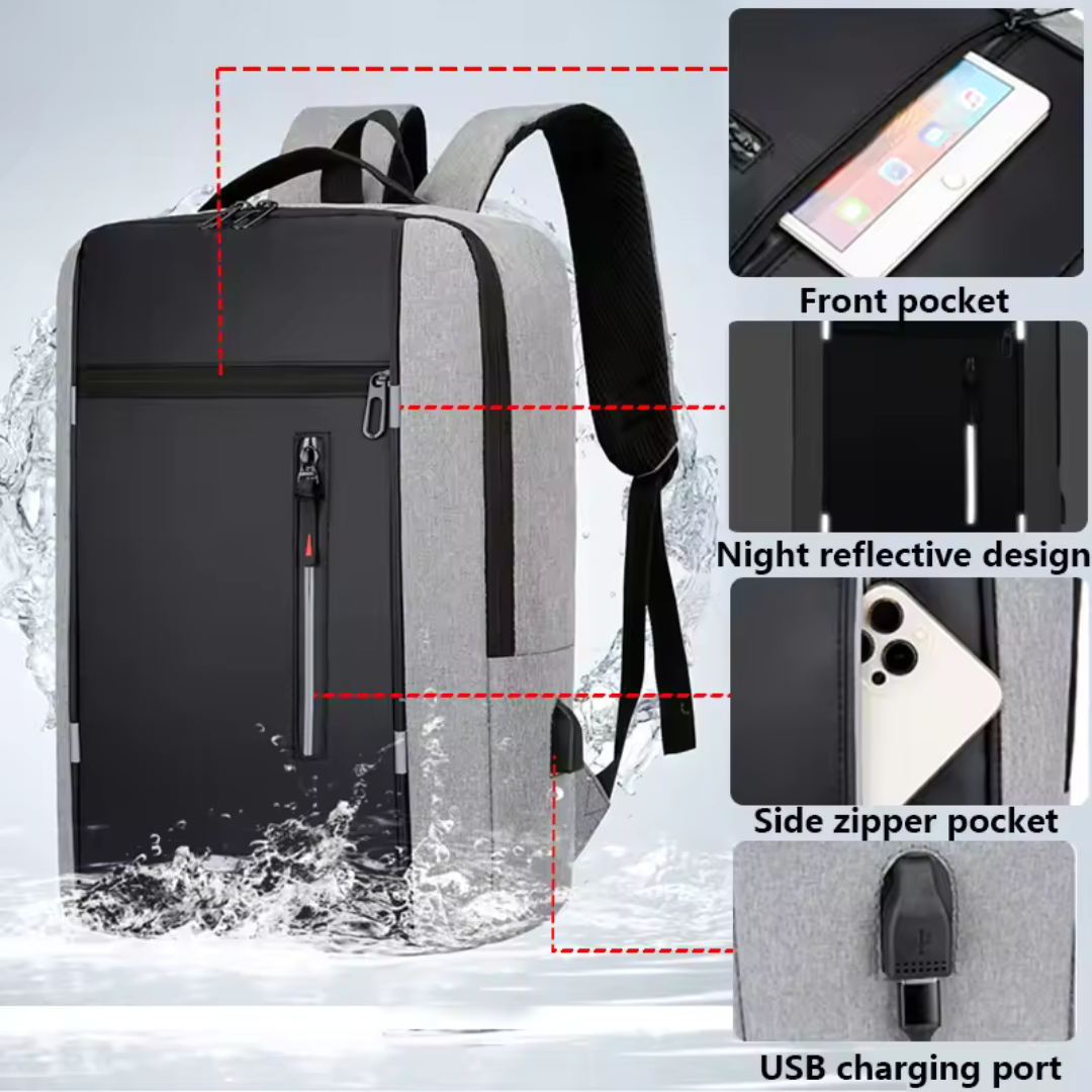 Waterproof Laptop Backpack with USB Charging – Business & School Bag