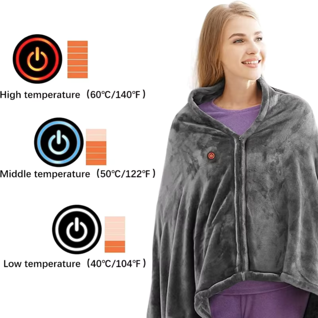 USB-Powered Wearable Electric Blanket – 3 Heat Levels