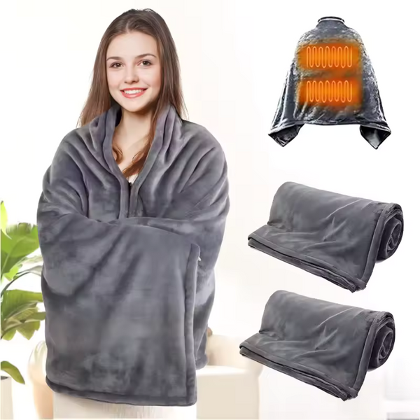 Wearable USB Heated Throw – 9 Heat Zones for Full Warmth