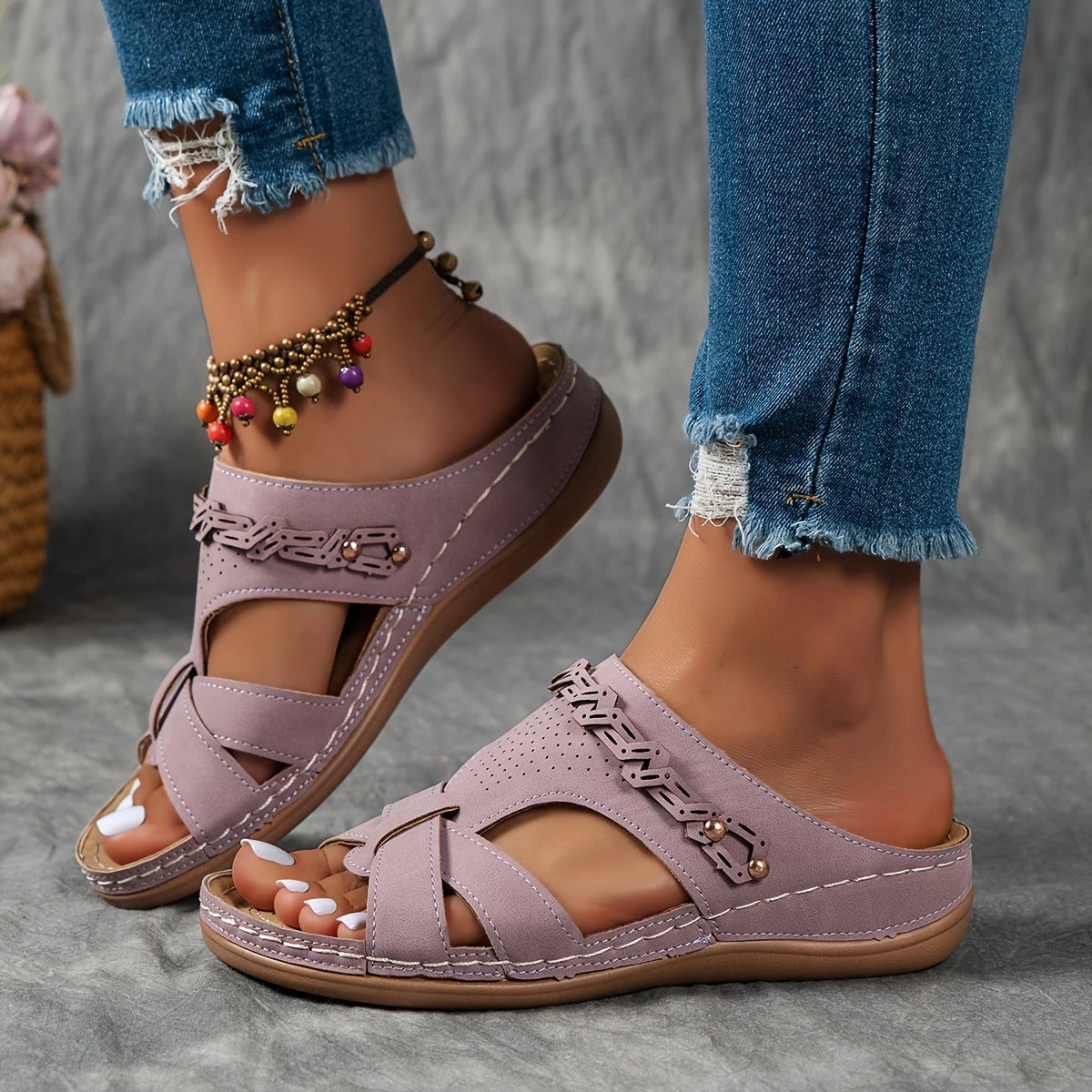 Women's Orthopedic Soft Sole Sandals – Slip-On Wedge with Arch Support