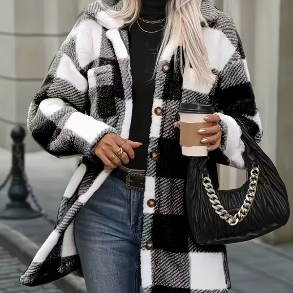 Women’s Plaid Shirt Jacket – Warm Oversized Checkered Shacket