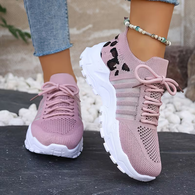 Women’s Breathable Lightweight Leopard Print Sneakers