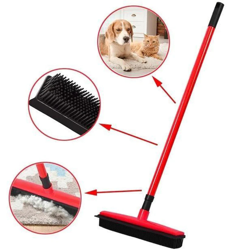 Multifunctional broom with telescopic handle for pet hair
