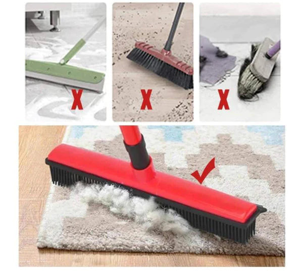 Multifunctional broom with telescopic handle for pet hair
