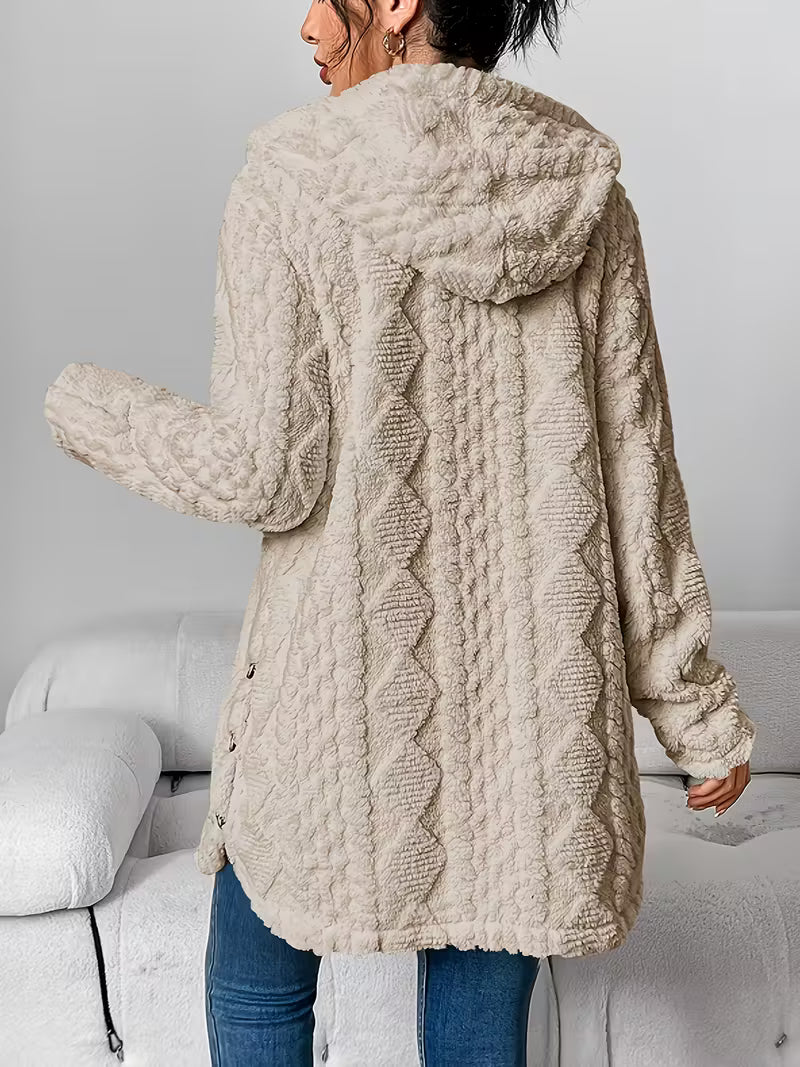 Women’s Warm Sherpa Fleece Cardigan – Soft Button-Up Teddy Jacket