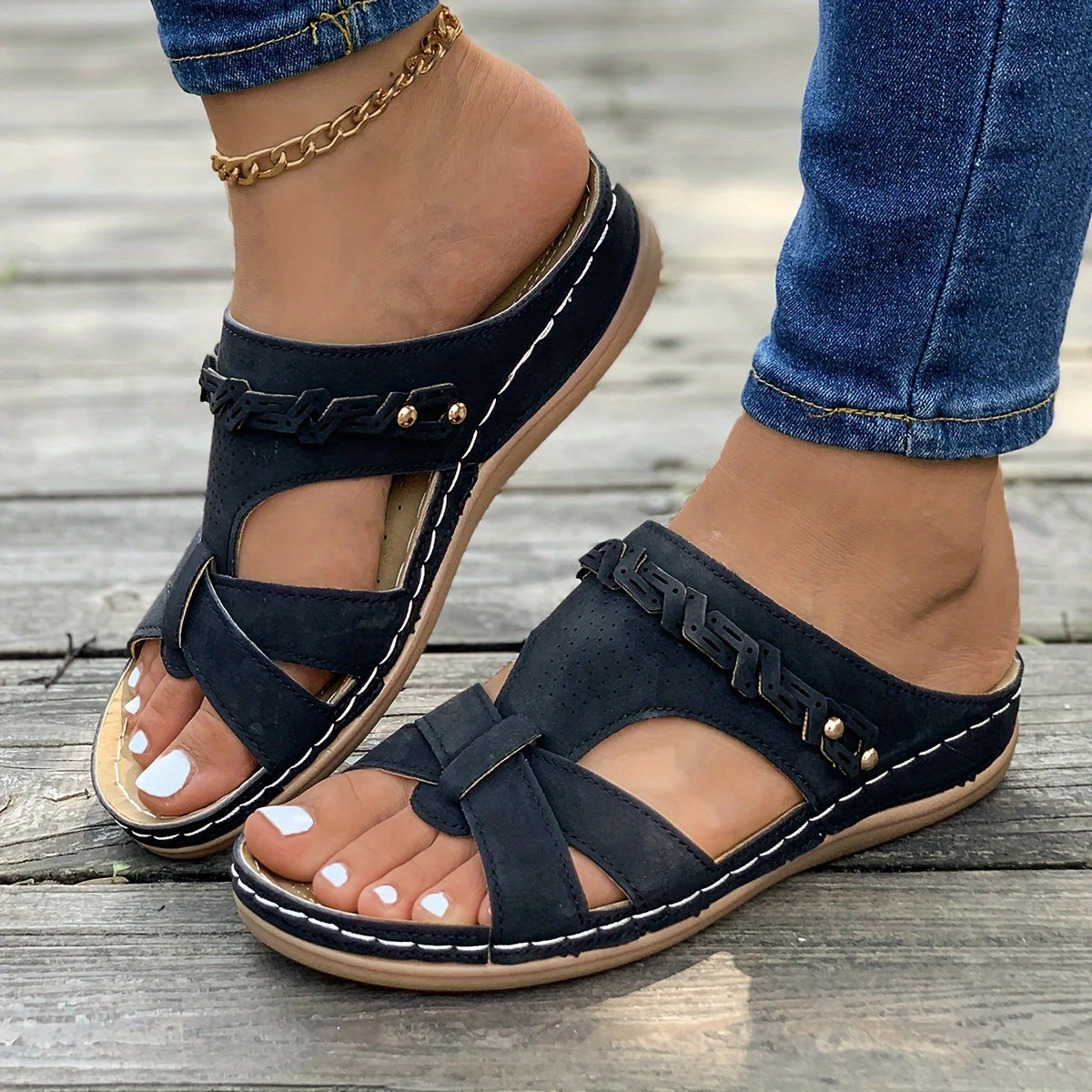 Women's Orthopedic Soft Sole Sandals – Slip-On Wedge with Arch Support
