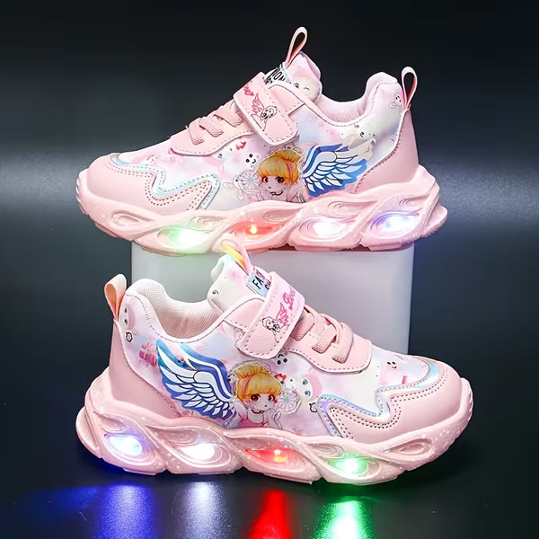 Kids LED Flashing Angel Wings Sneakers For Girls