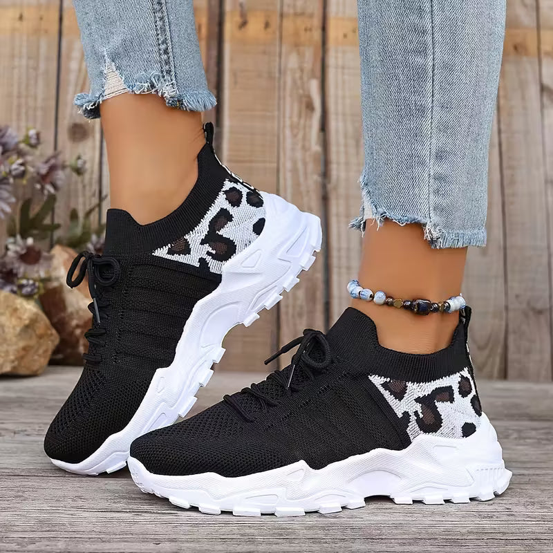 Women’s Breathable Lightweight Leopard Print Sneakers
