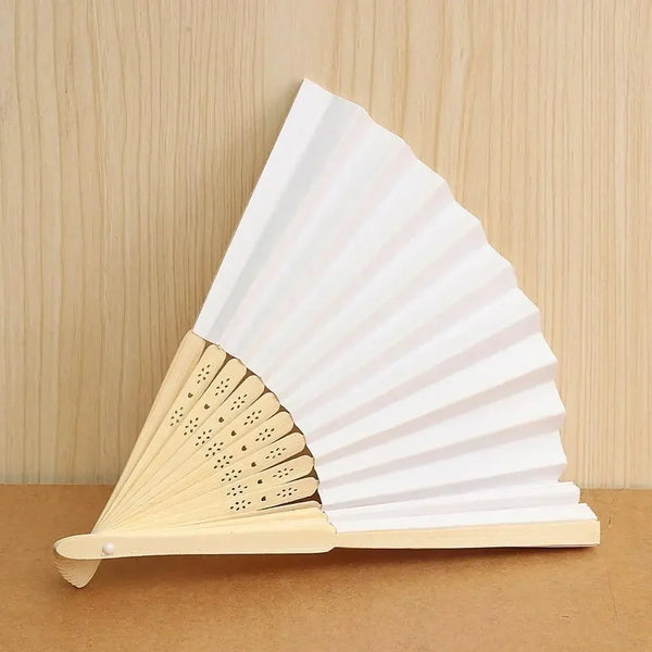 🎁 Bamboo & White Silk Folding Hand Fan (FREE)