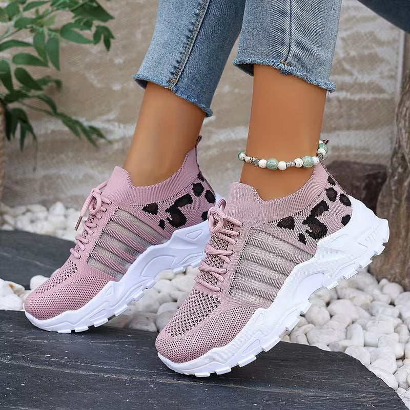 Women’s Breathable Lightweight Leopard Print Sneakers
