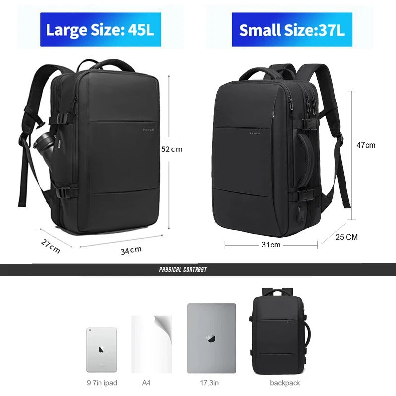 Expandable Men's Travel Backpack – Large Capacity & Waterproof Design