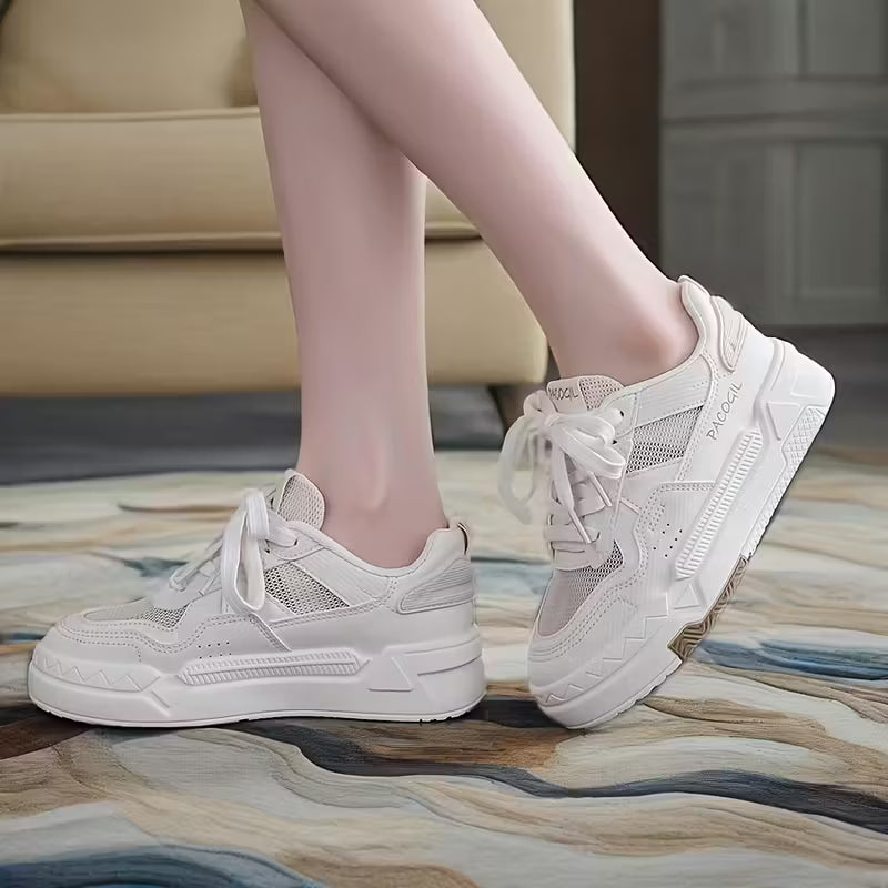 Women’s Chunky White Trainers – Comfortable Platform Sneakers for Everyday Wear
