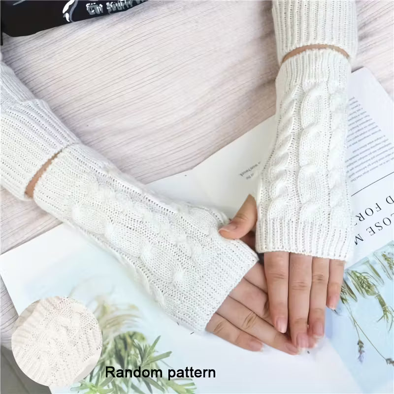 Women’s Knitted Acrylic Fingerless Gloves Soft Warm Winter Mitts