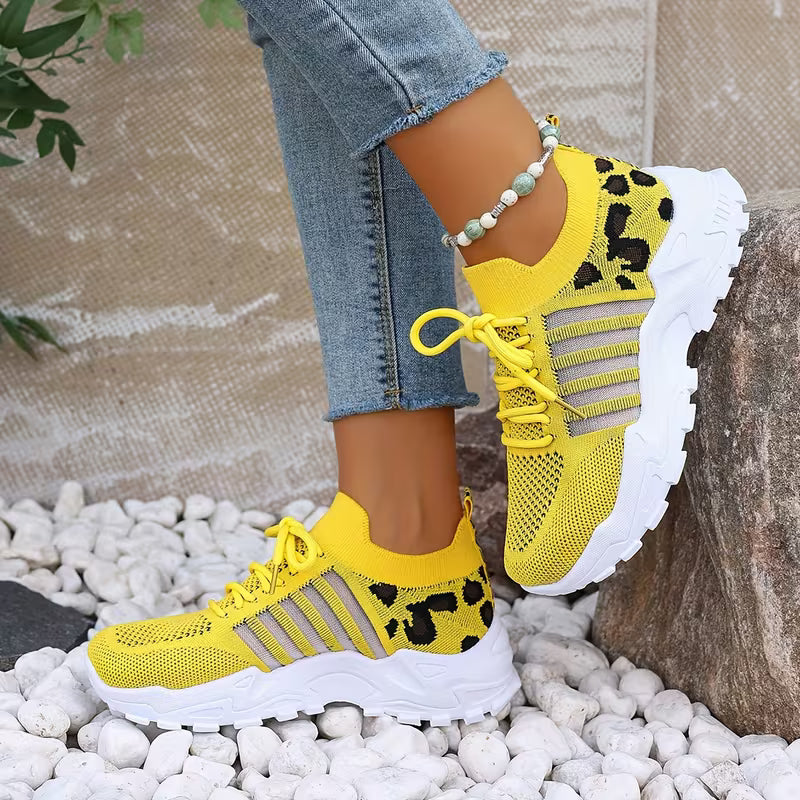 Women’s Breathable Lightweight Leopard Print Sneakers